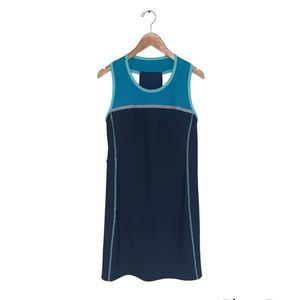 Title Nine Dress Women’s Size Large‎ Navy Blue Grey Stretch Athleisure Racerback